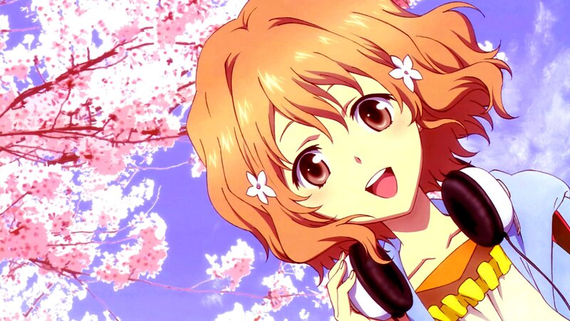 anime girl with headphones