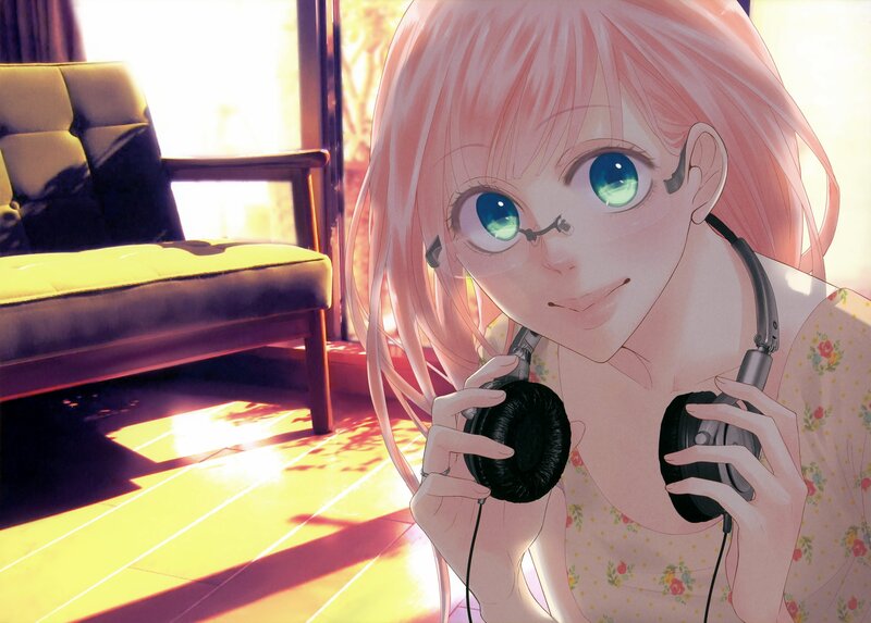 anime girl with headphones