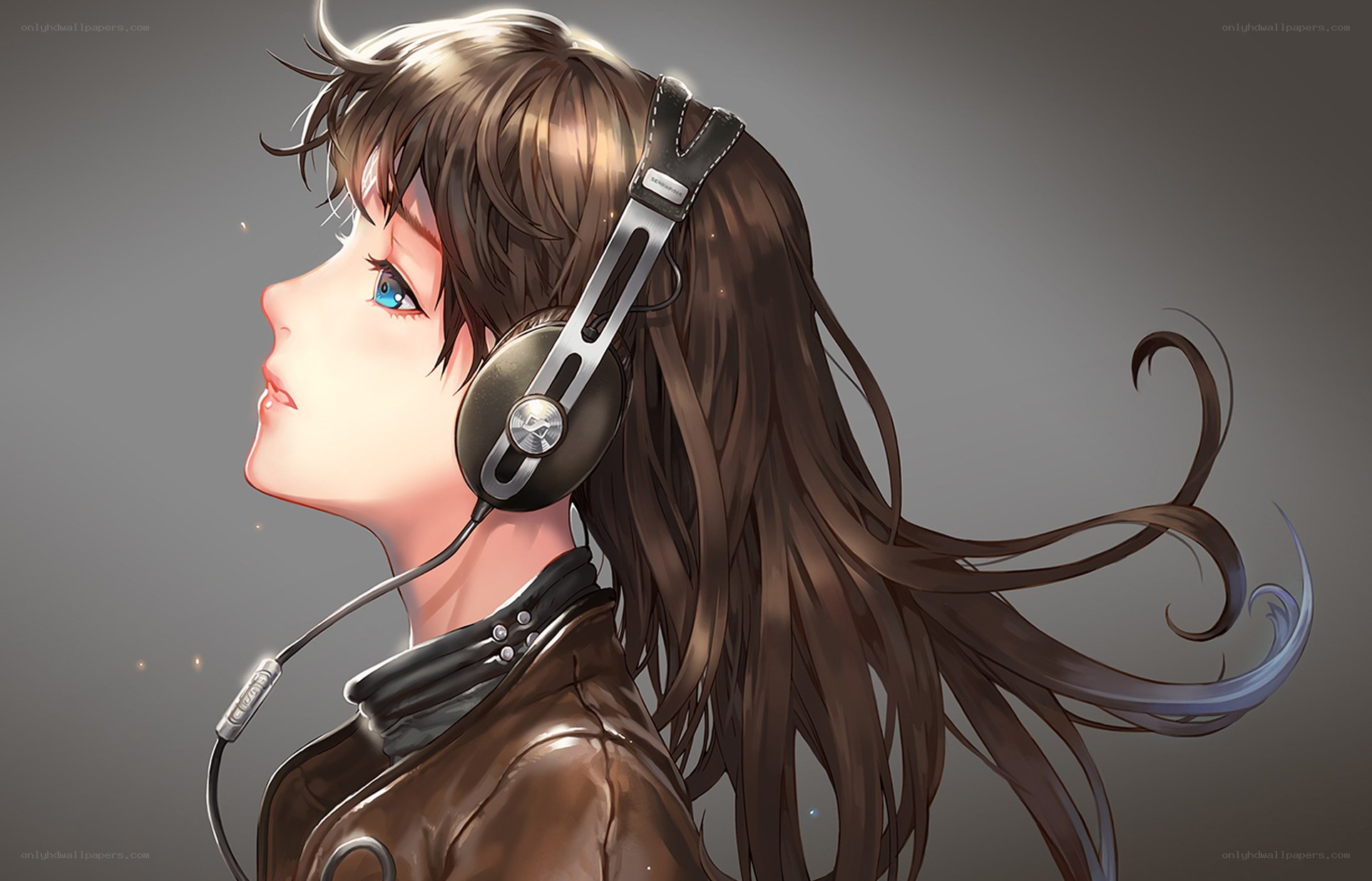 anime girl with headphones