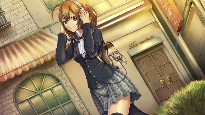 anime girl with headphones