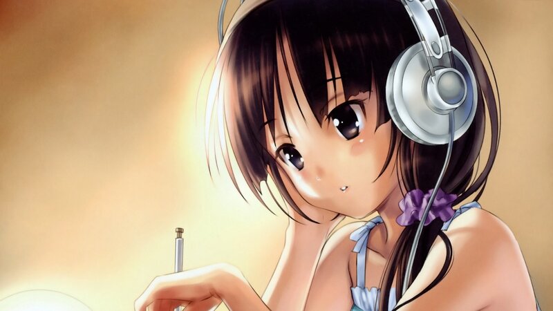anime girl with headphones