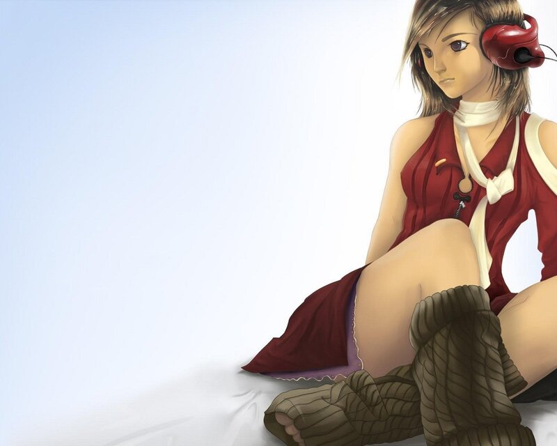 anime girl with headphones