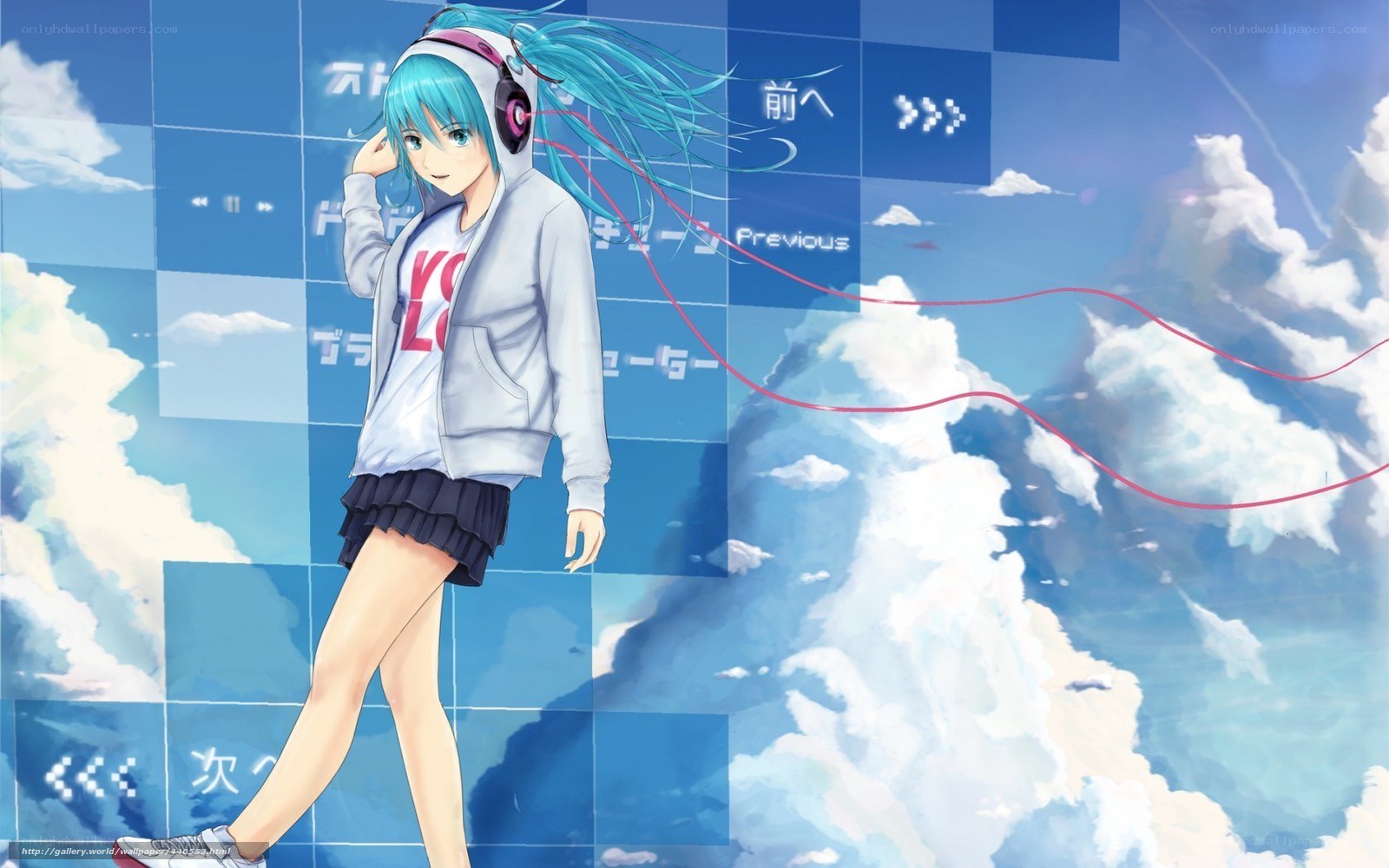anime girl with headphones