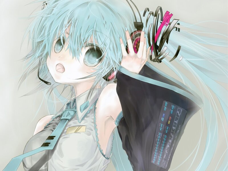 anime girl with headphones