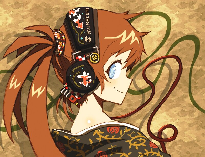 anime girl with headphones