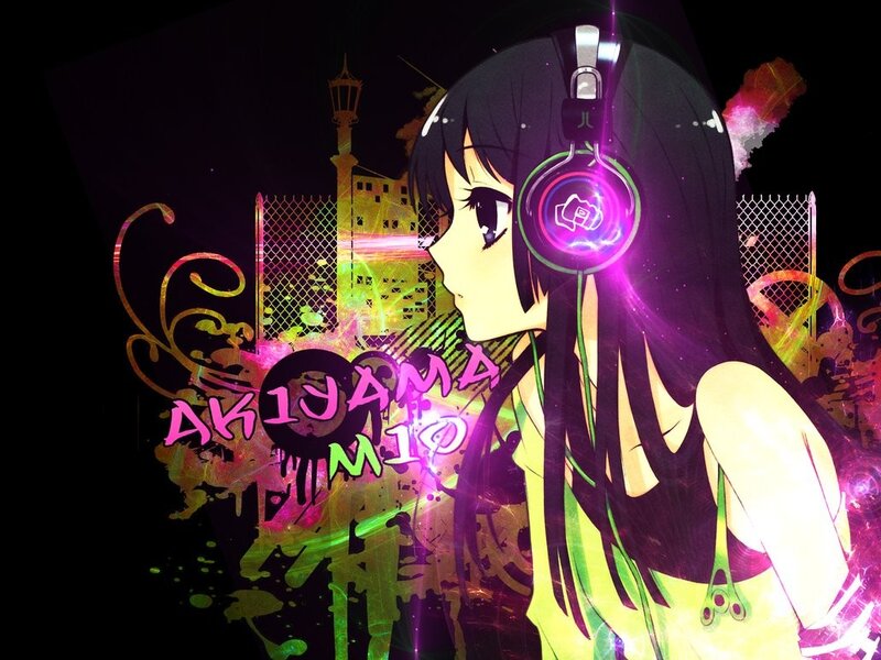 anime girl with headphones