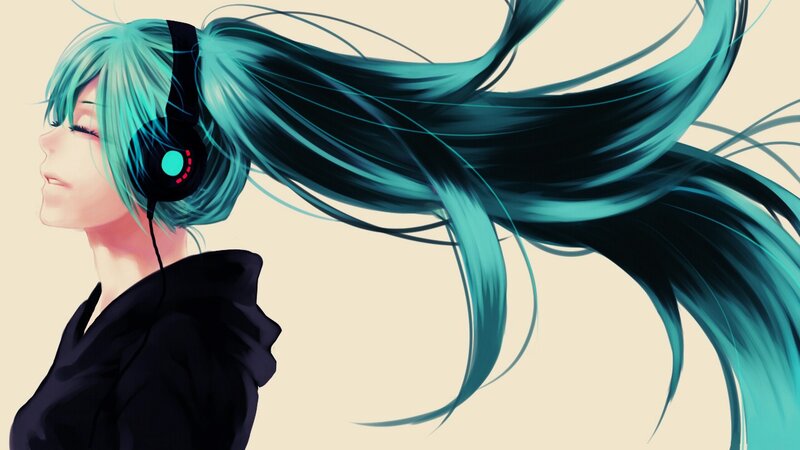 anime girl with headphones