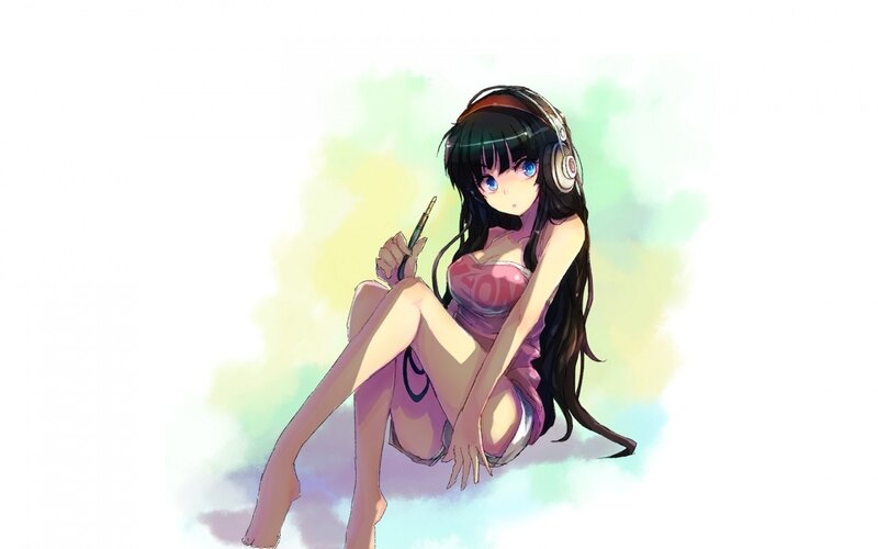 anime girl with headphones