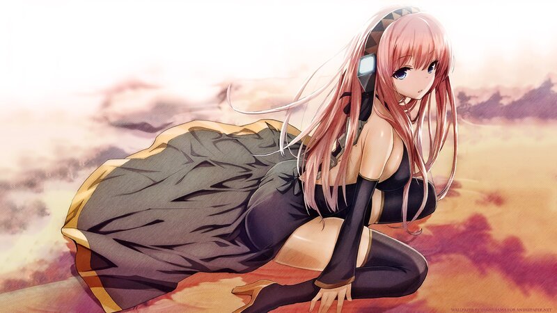 anime girl with headphones