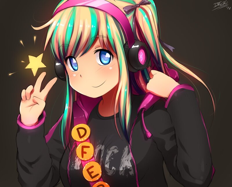 anime girl with headphones