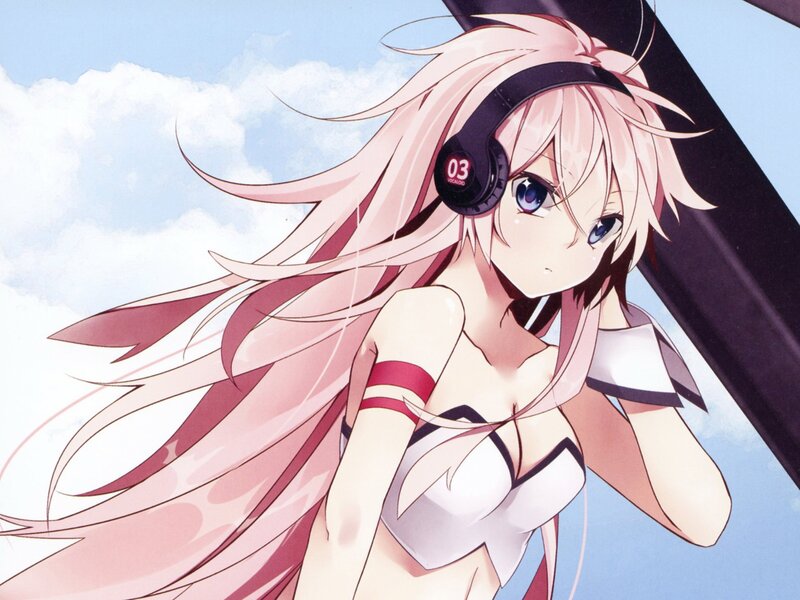 anime girl with headphones