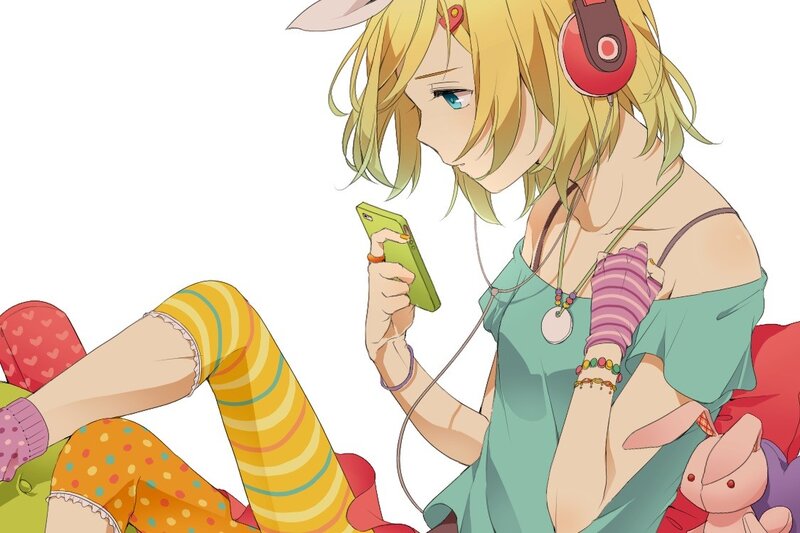 anime girl with headphones