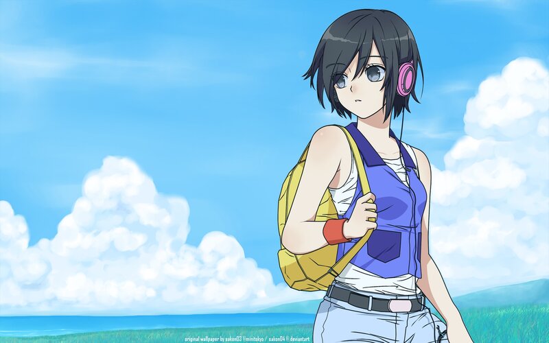 anime girl with headphones