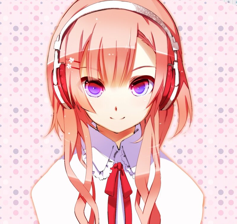 anime girl with headphones