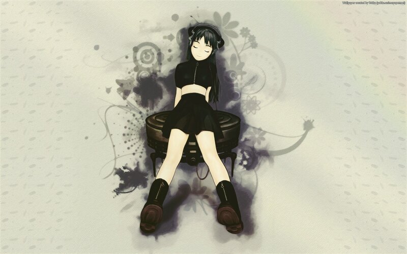 anime girl with headphones