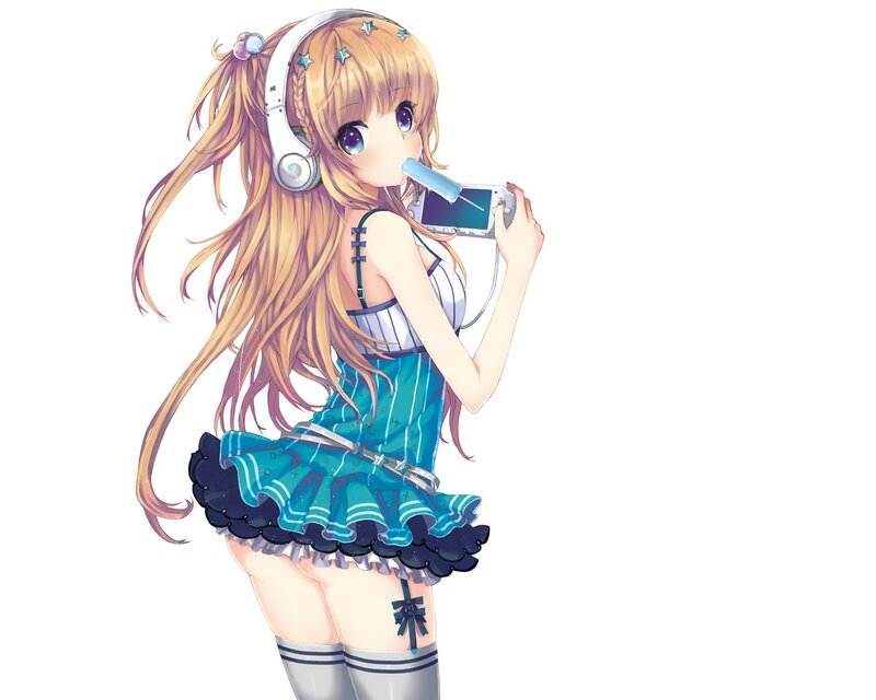 anime girl with headphones