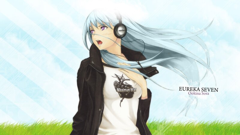 Anime girl with headphones