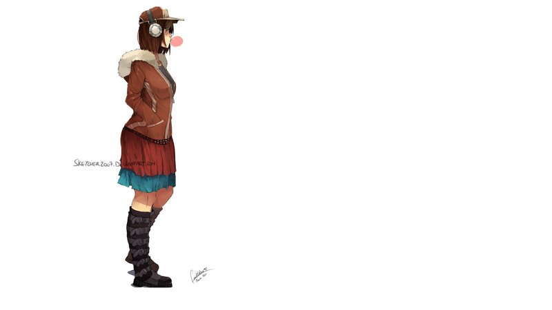anime girl with headphones