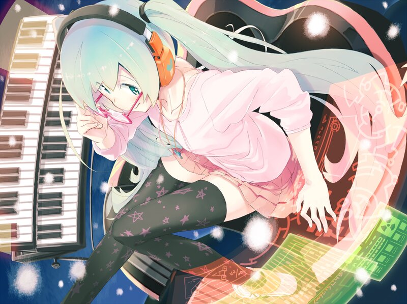 anime girl with headphones