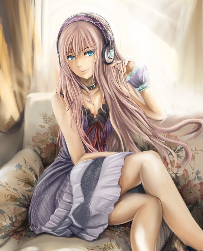 Anime girl with headphones