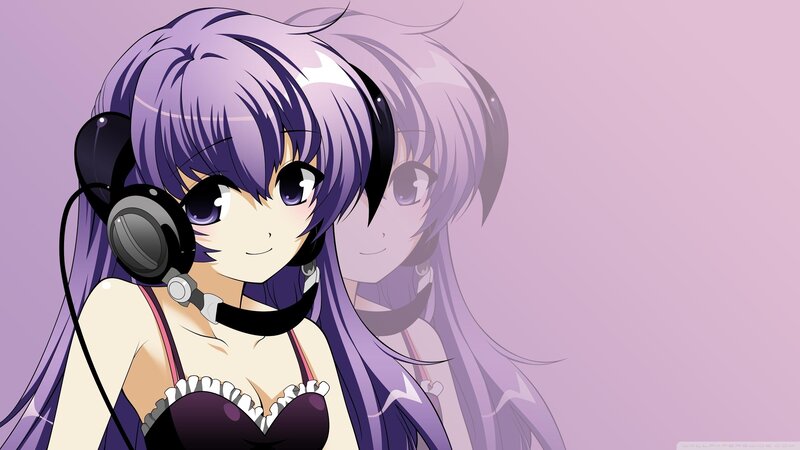anime girl with headphones