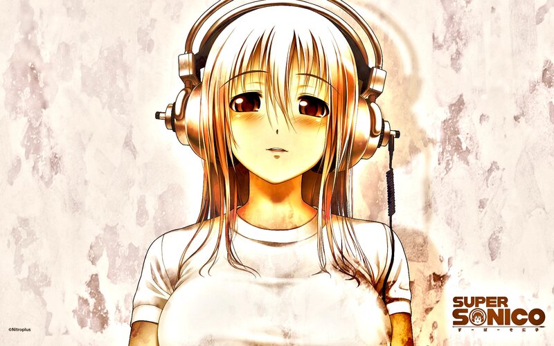 anime girl with headphones