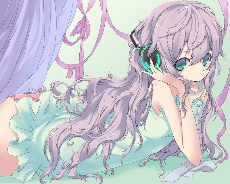 anime girl with headphones