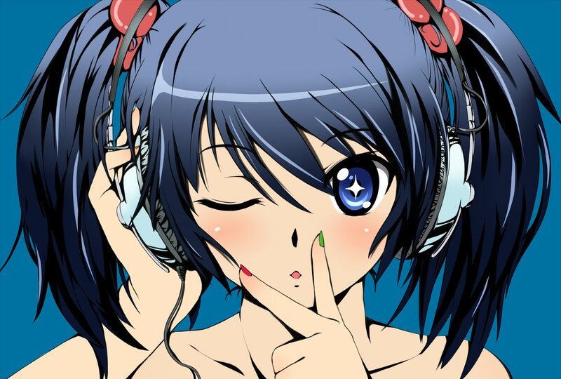 anime girl with headphones