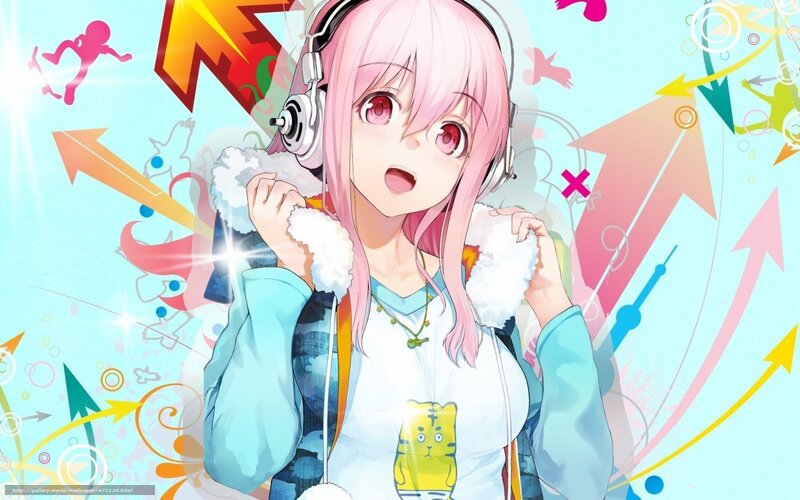 anime girl with headphones