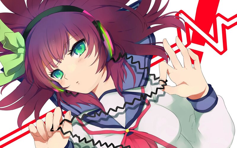 anime girl with headphones
