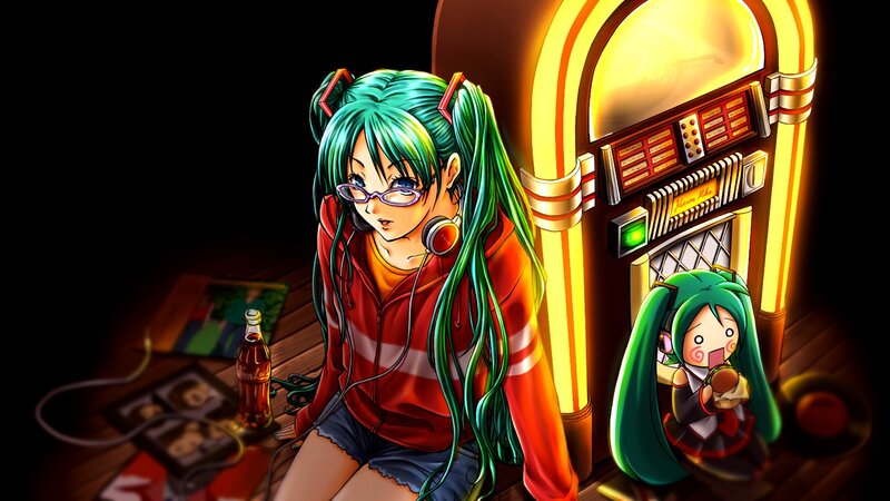 Anime girl with headphones