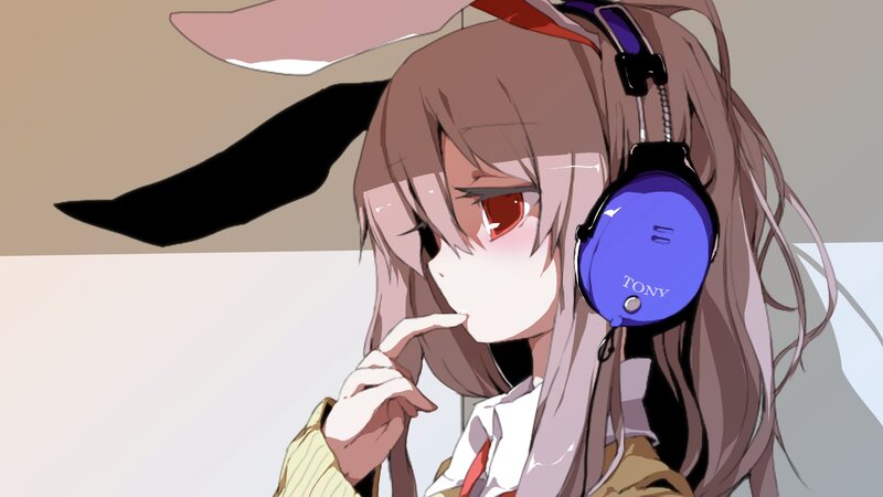 anime girl with headphones