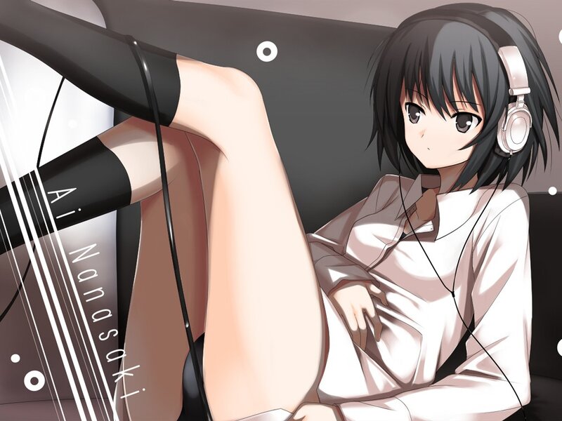Anime girl with headphones
