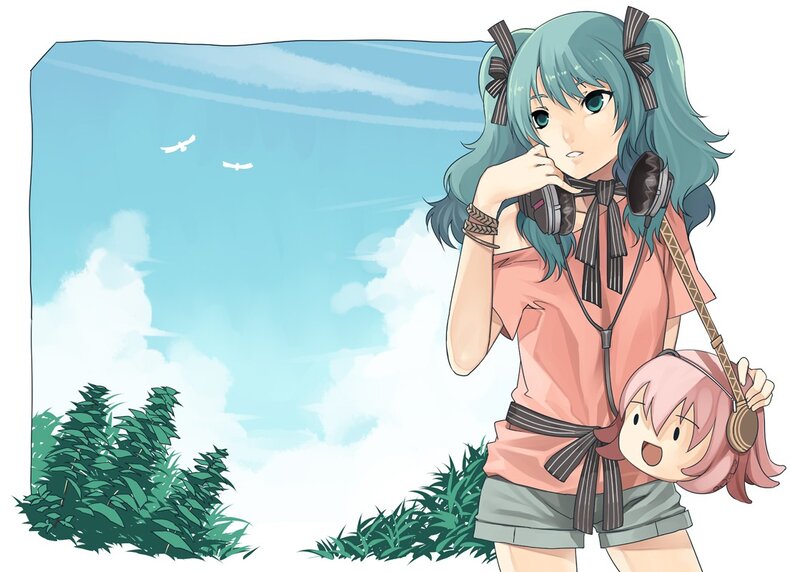 Anime girl with headphones