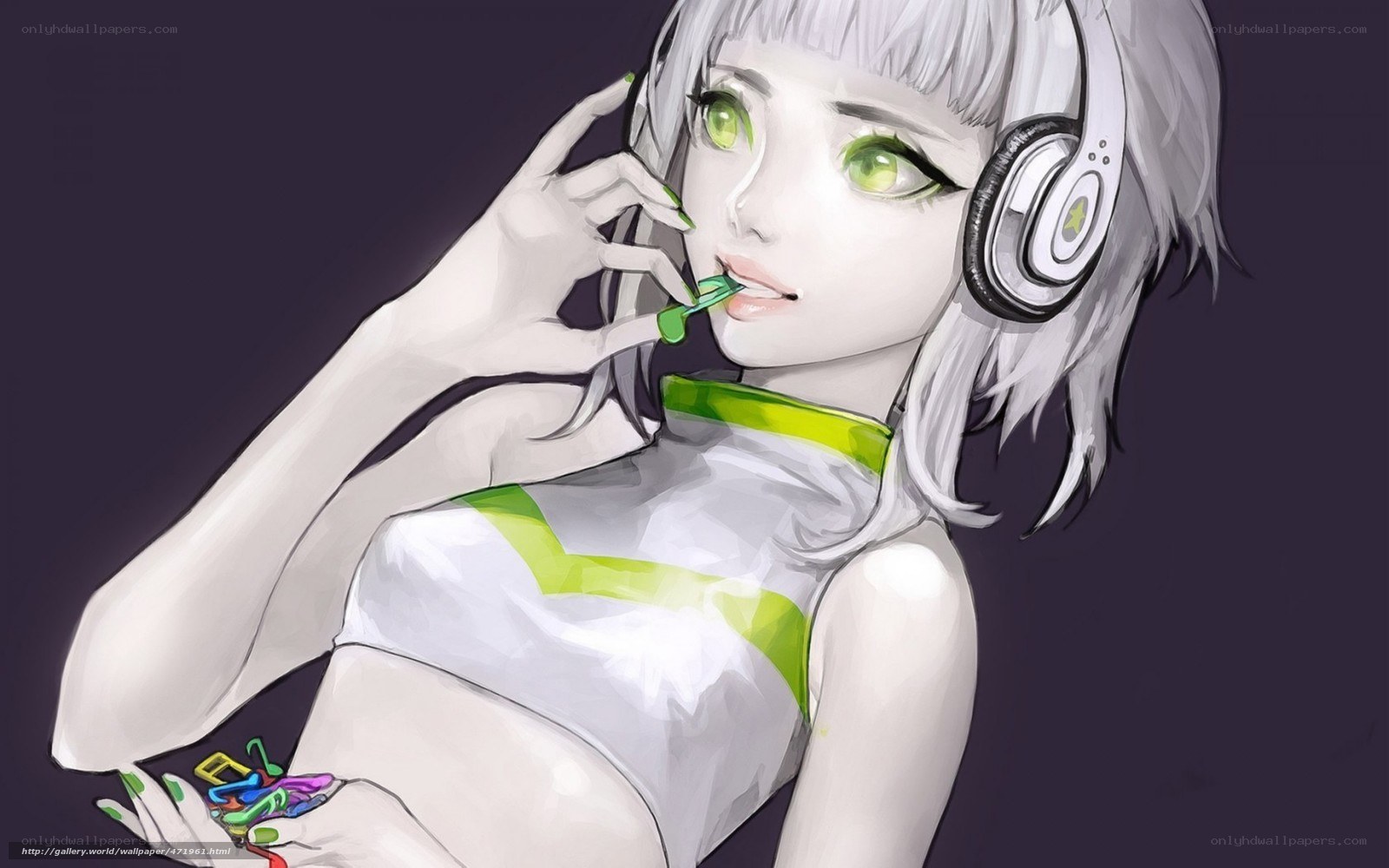anime girl with headphones