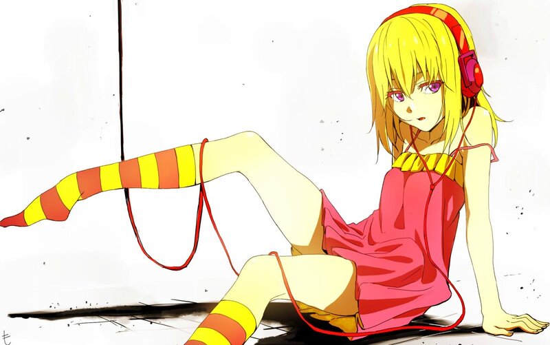 anime girl with headphones
