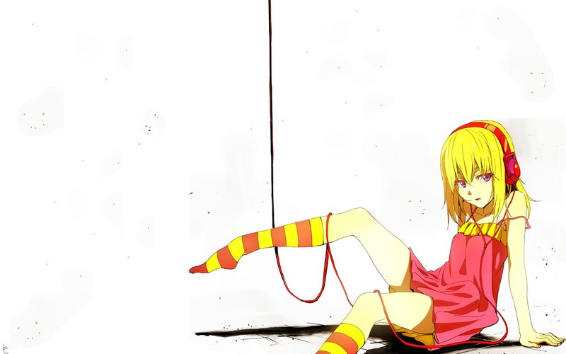 anime girl with headphones