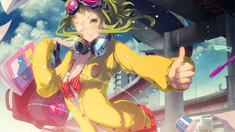 anime girl with headphones