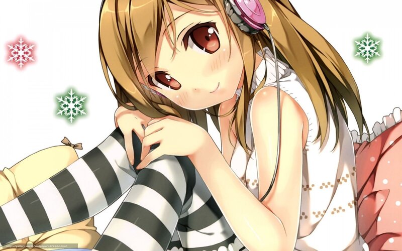 anime girl with headphones