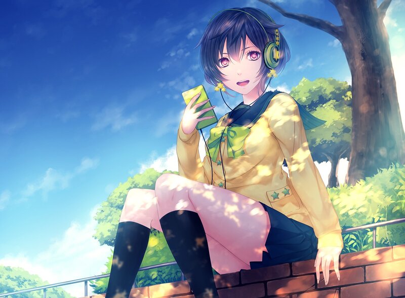 Anime girl with headphones