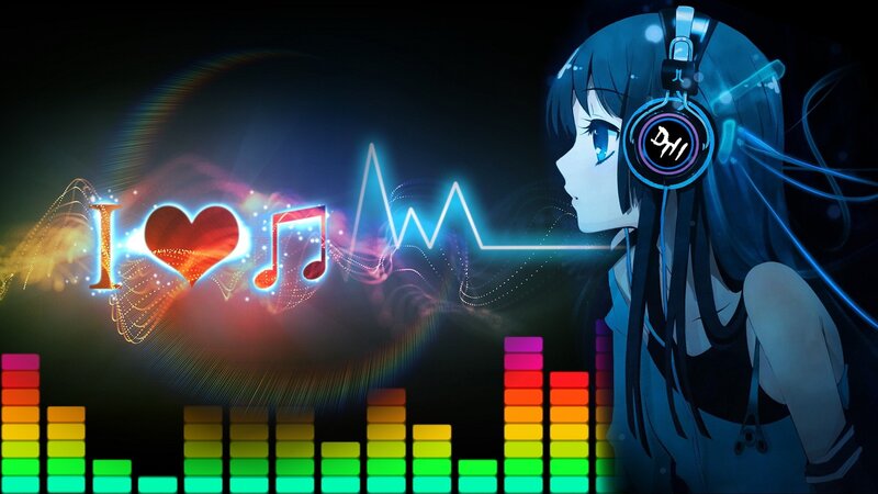 anime girl with headphones