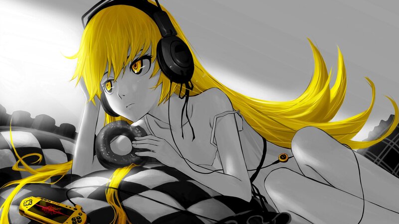 Anime girl with headphones