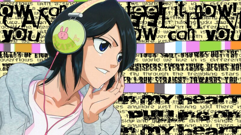 anime girl with headphones