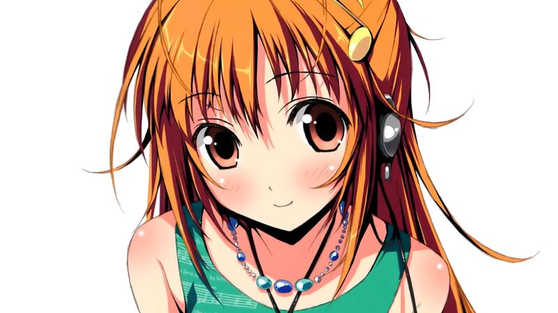 anime girl with headphones