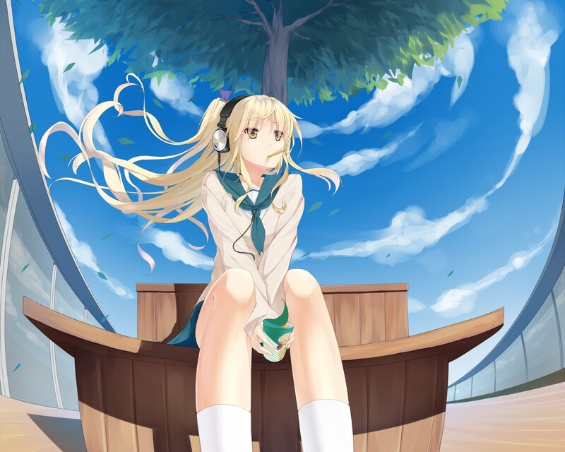 Anime girl with headphones