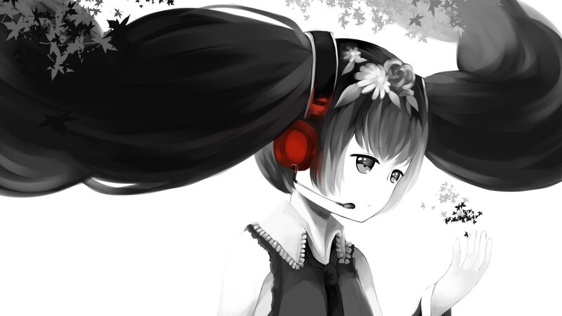anime girl with headphones
