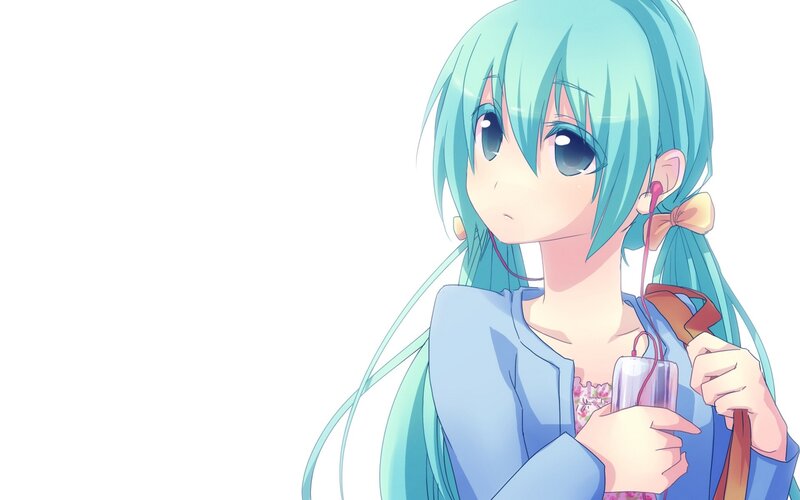 anime girl with headphones