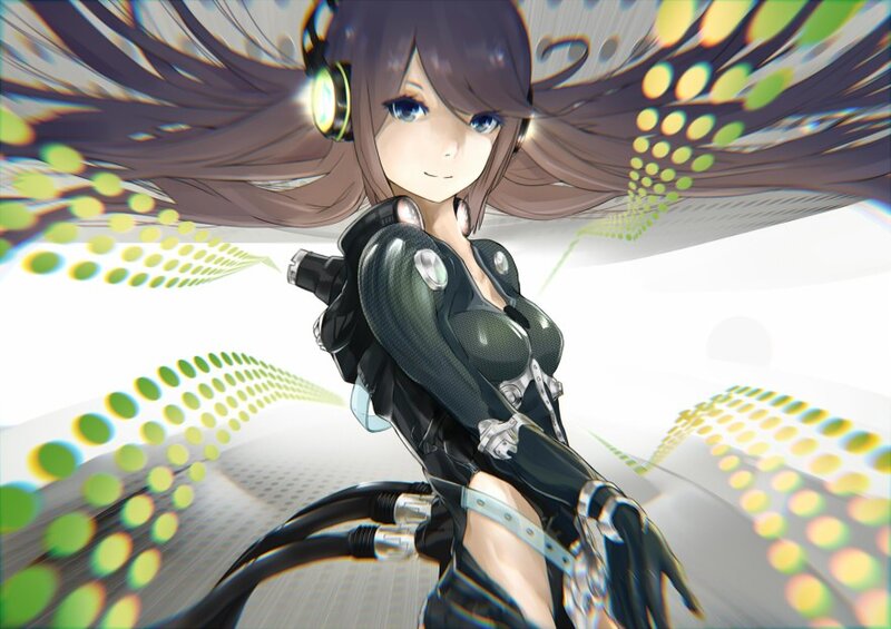 anime girl with headphones