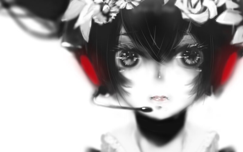 anime girl with headphones