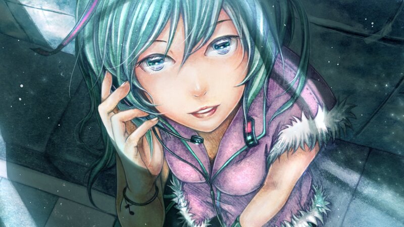anime girl with headphones
